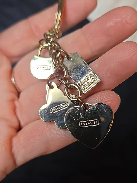 COACH Purple Colors Padlock Key Heart Flower KEYFOB CHARM HANGTAG KEYRING - Picture 4 of 6